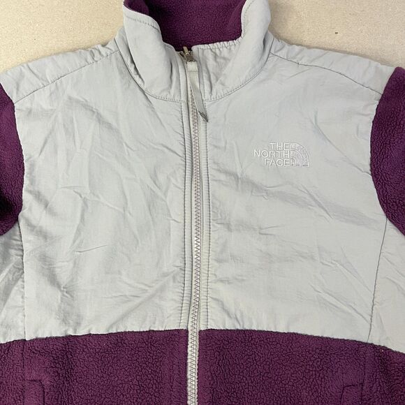 The North Face Denali Fleece Jacket Girls Medium Purple Gray Polartec Full Zip - Picture 5 of 16